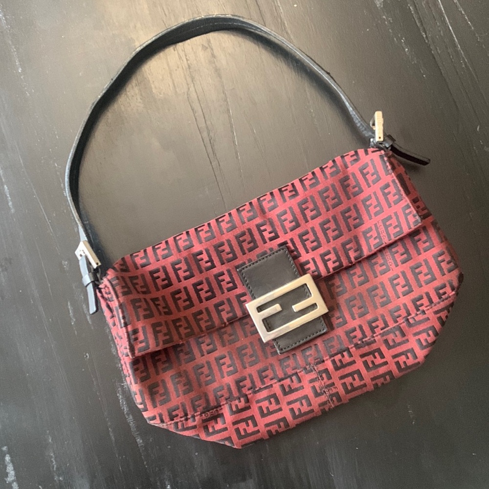 Fendi Red Zucchino Baguette